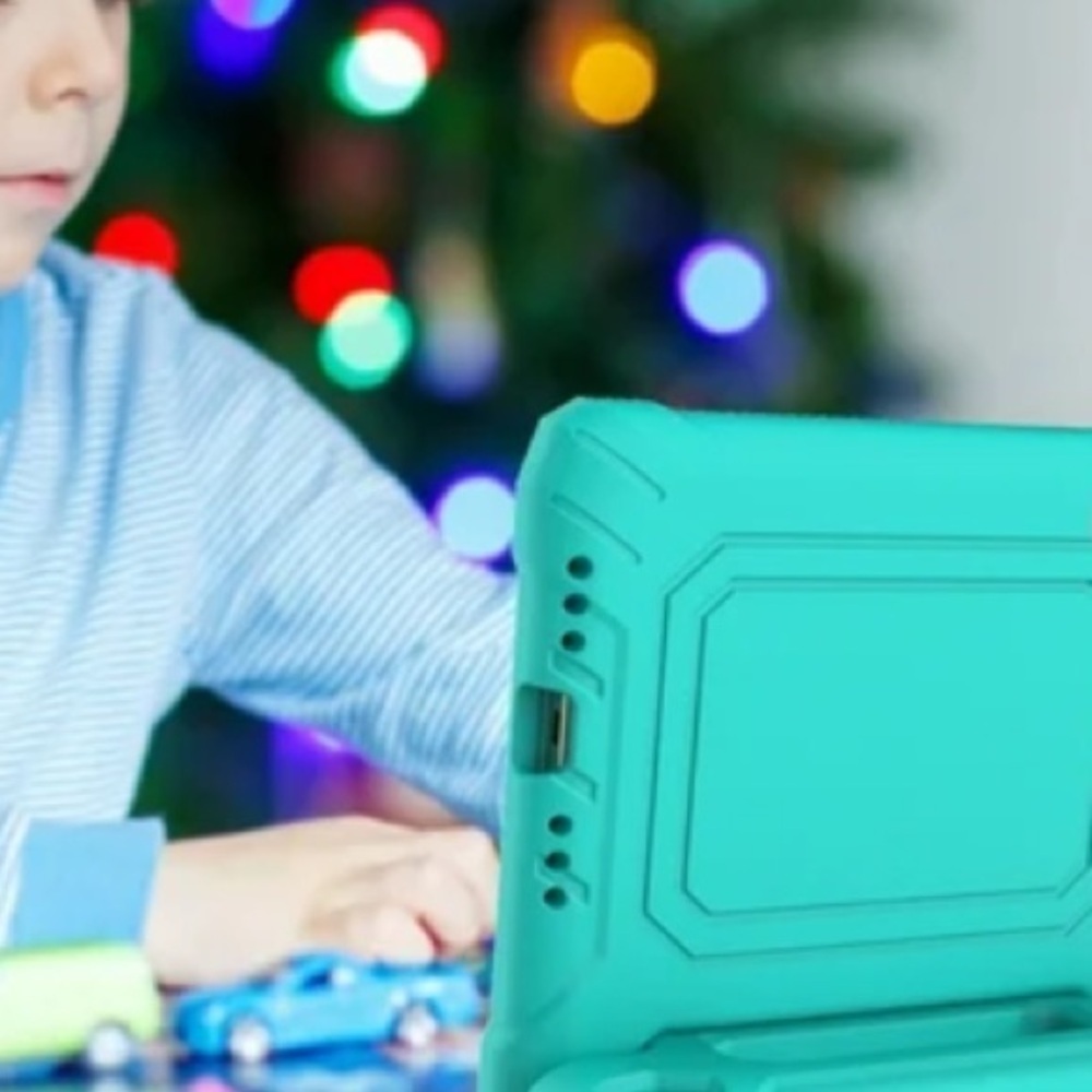 A ADENK Teal Tablet Case with Handle Built in Screen Protector
